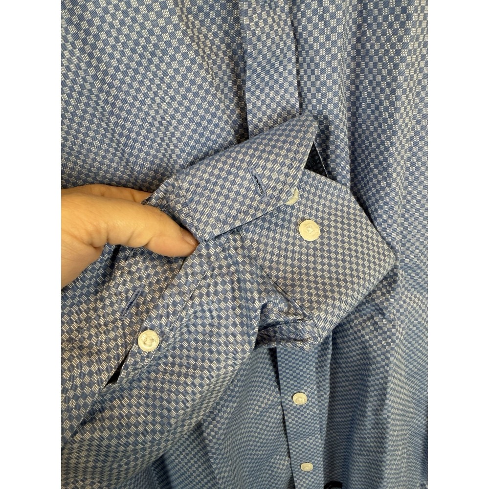 English Laundry Mens Size 16 34/35 Blue Gingham Dress Shirt Long Sleeves - Picture 7 of 11
